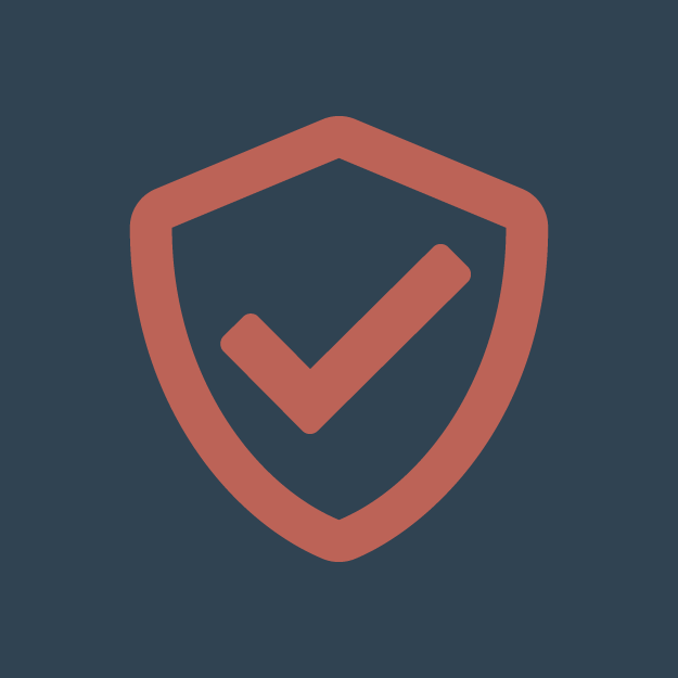 Red shield with a tick in it